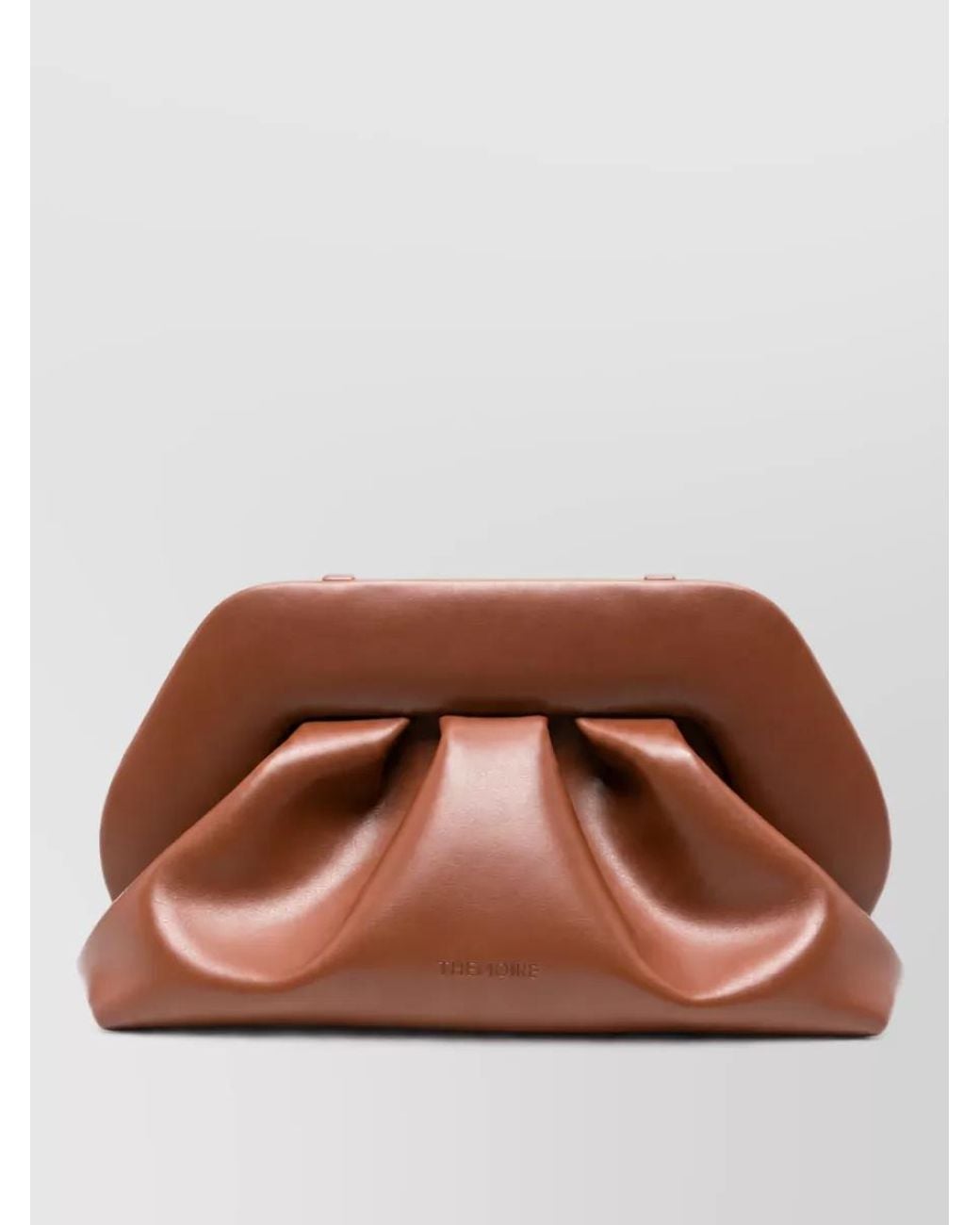 THEMOIRÈ Brown Bios Medium Ruched Clutch Bag