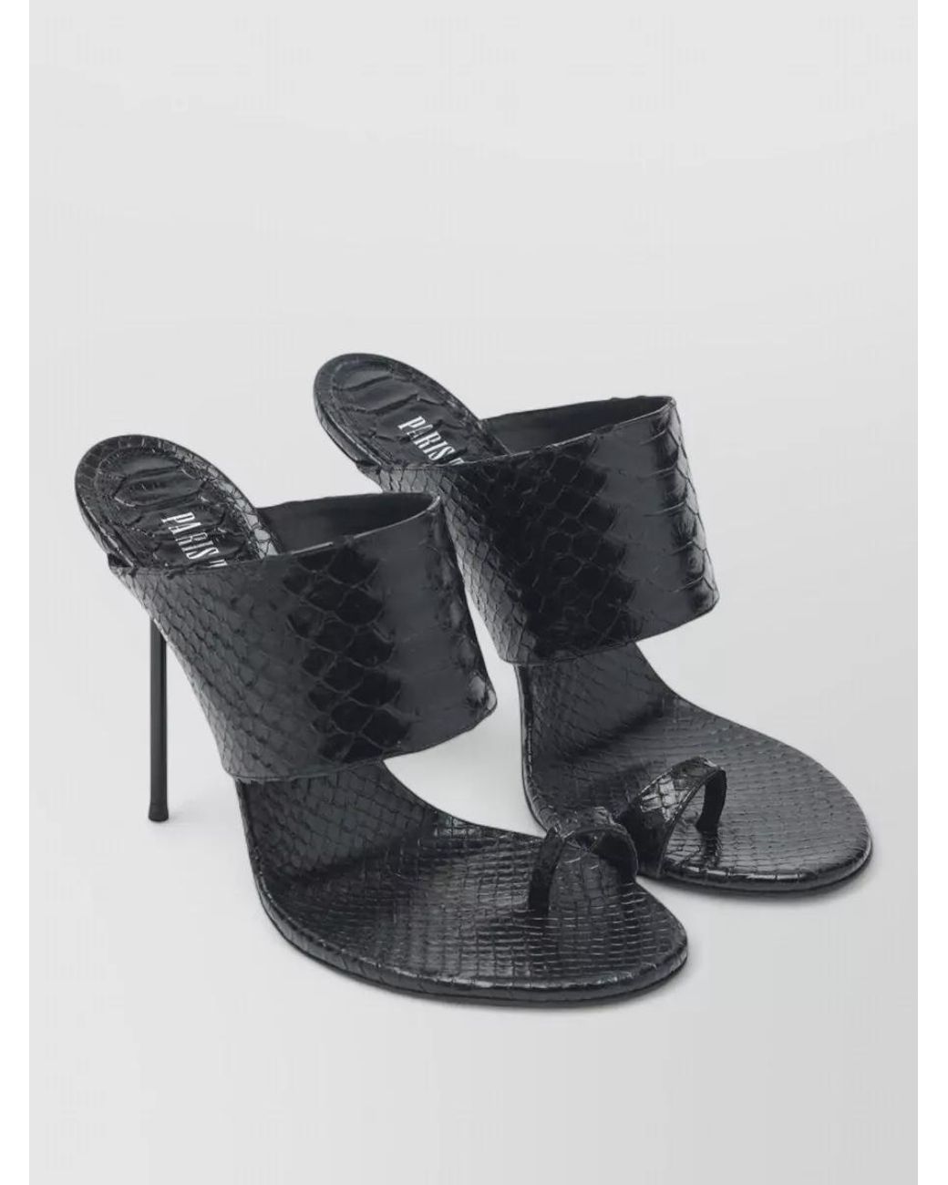 Paris Texas Black Leather Thong Mules