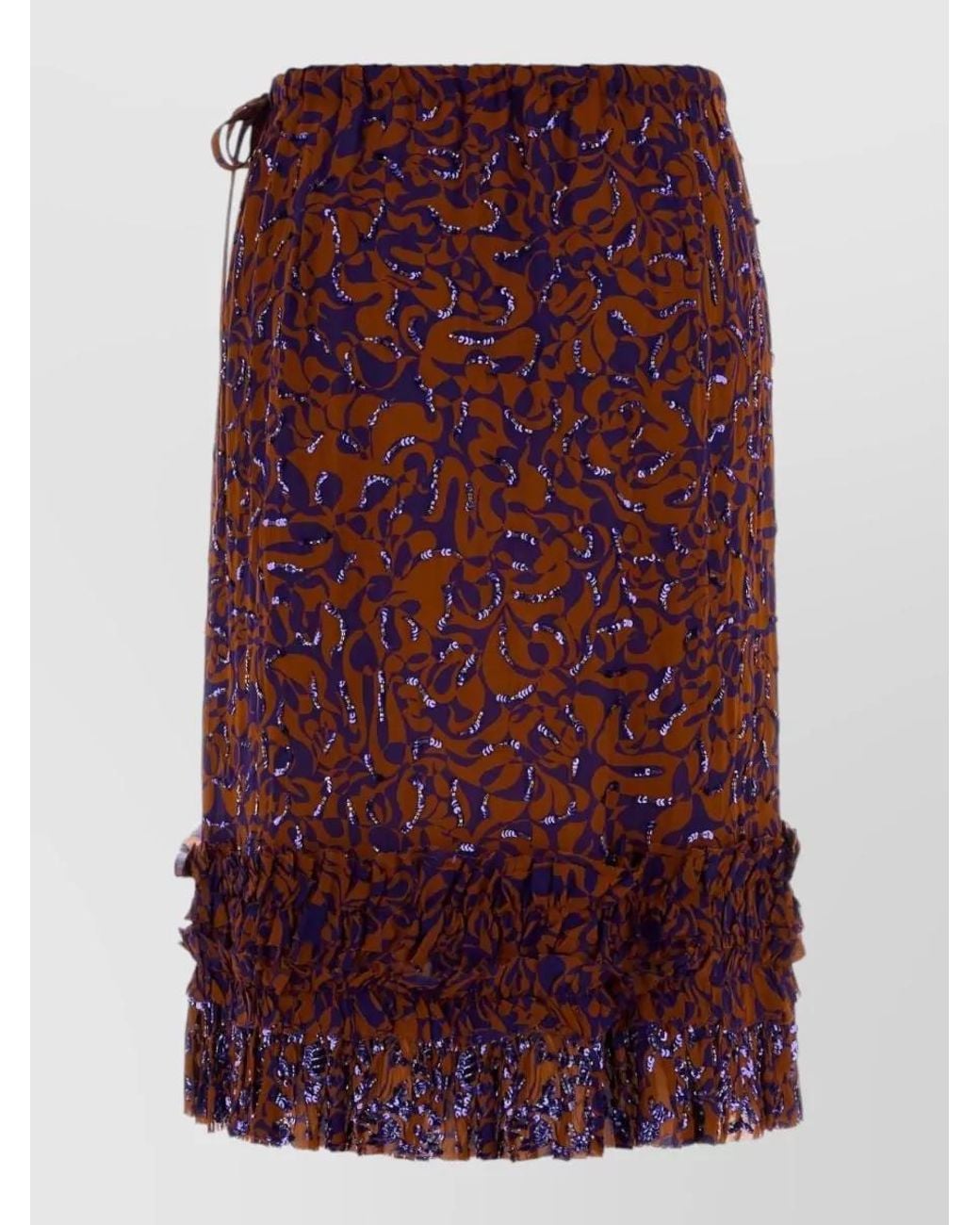 Dries Van Noten Purple Printed Straight Skirt