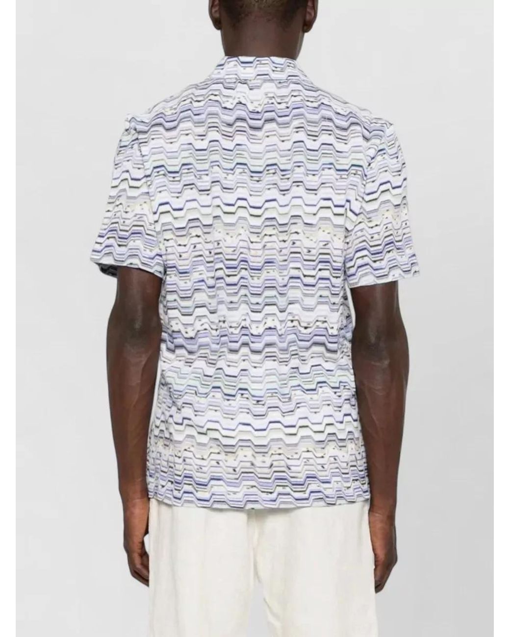 Missoni Gray Cotton Zigzag Short-Sleeve Polo Shirt for men