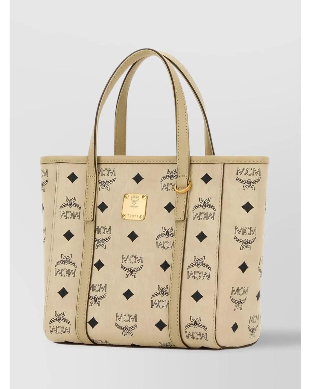 MCM Natural Toni Mini Coated Canvas Tote Bag