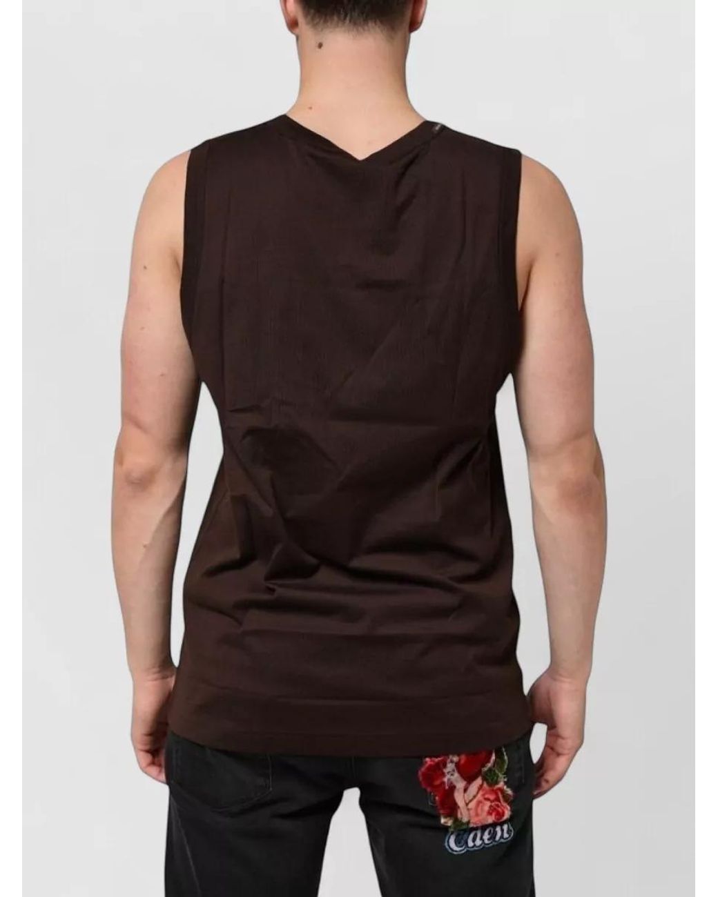 Dolce & Gabbana Black Cotton Sleeveless Tank Top for men