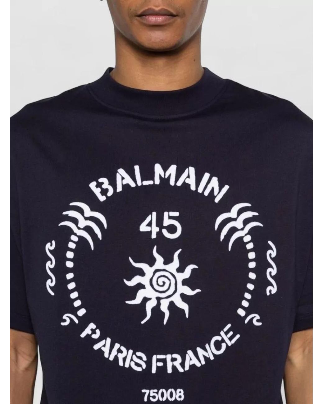 Balmain Blue Short-Sleeve T-Shirt for men