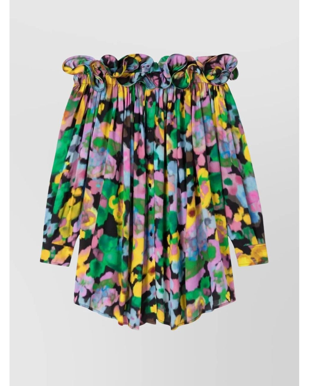 AZ FACTORY White Floral-Print Off-Shoulder Long-Sleeve Mini Dress