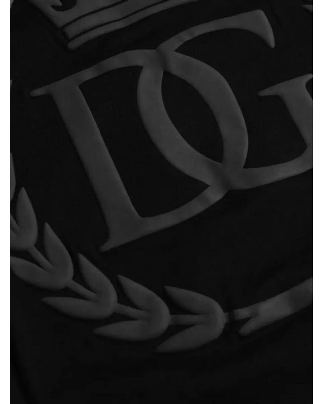 Dolce & Gabbana Black Cotton Logo Embossed Crew Neck T-Shirt for men