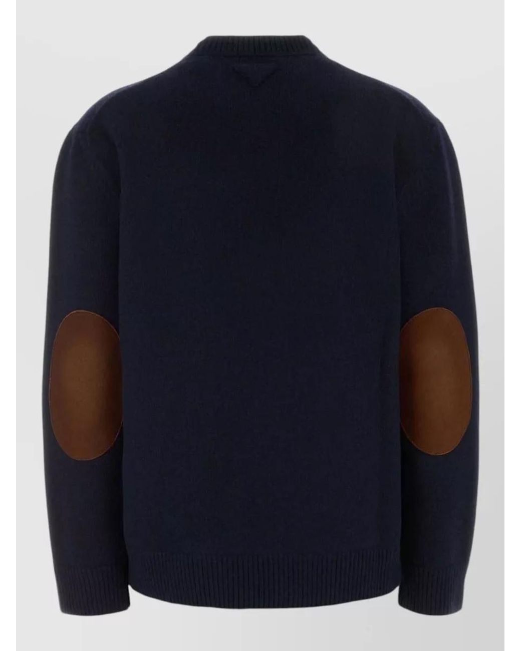 Prada Blue Wool Ribbed Crewneck Sweater
