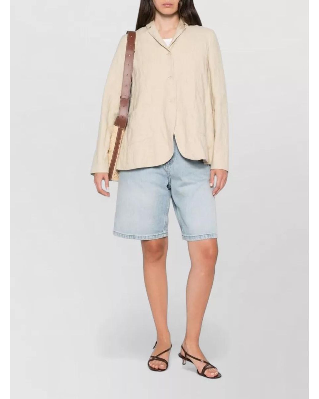 Apuntob Natural Twill Single-Breasted Coat