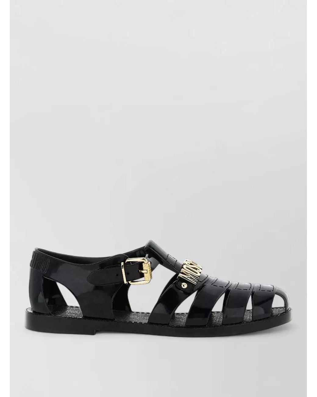 Moschino Black Pvc Fisherman Sandals for men
