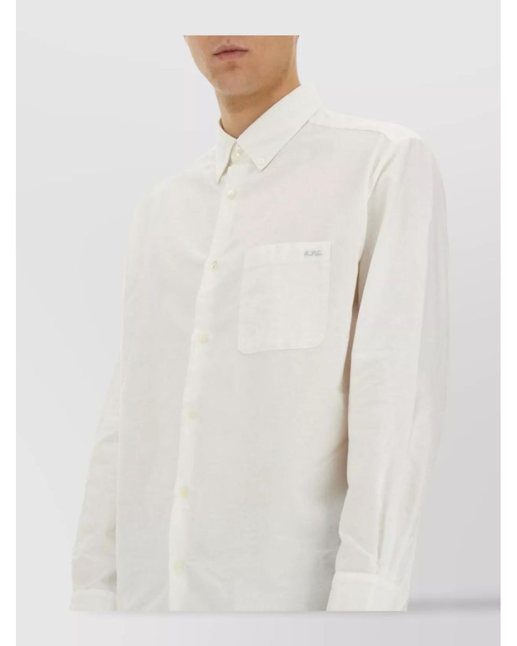 A.P.C. Blue "Mateo" Button-Down Collar Shirt With Cuffed Sleeves for men