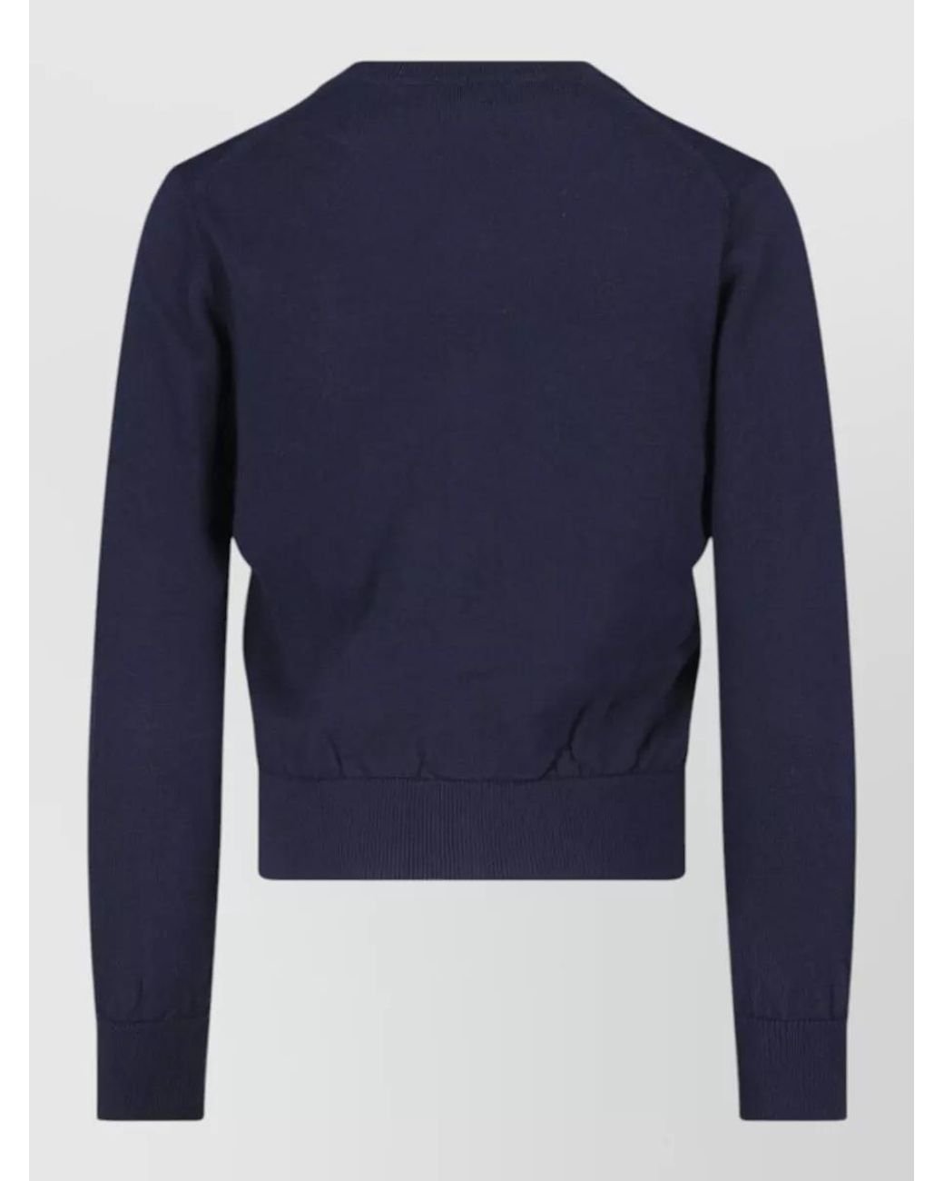 Comme des Garçons Blue Crewneck Wool Cardigan