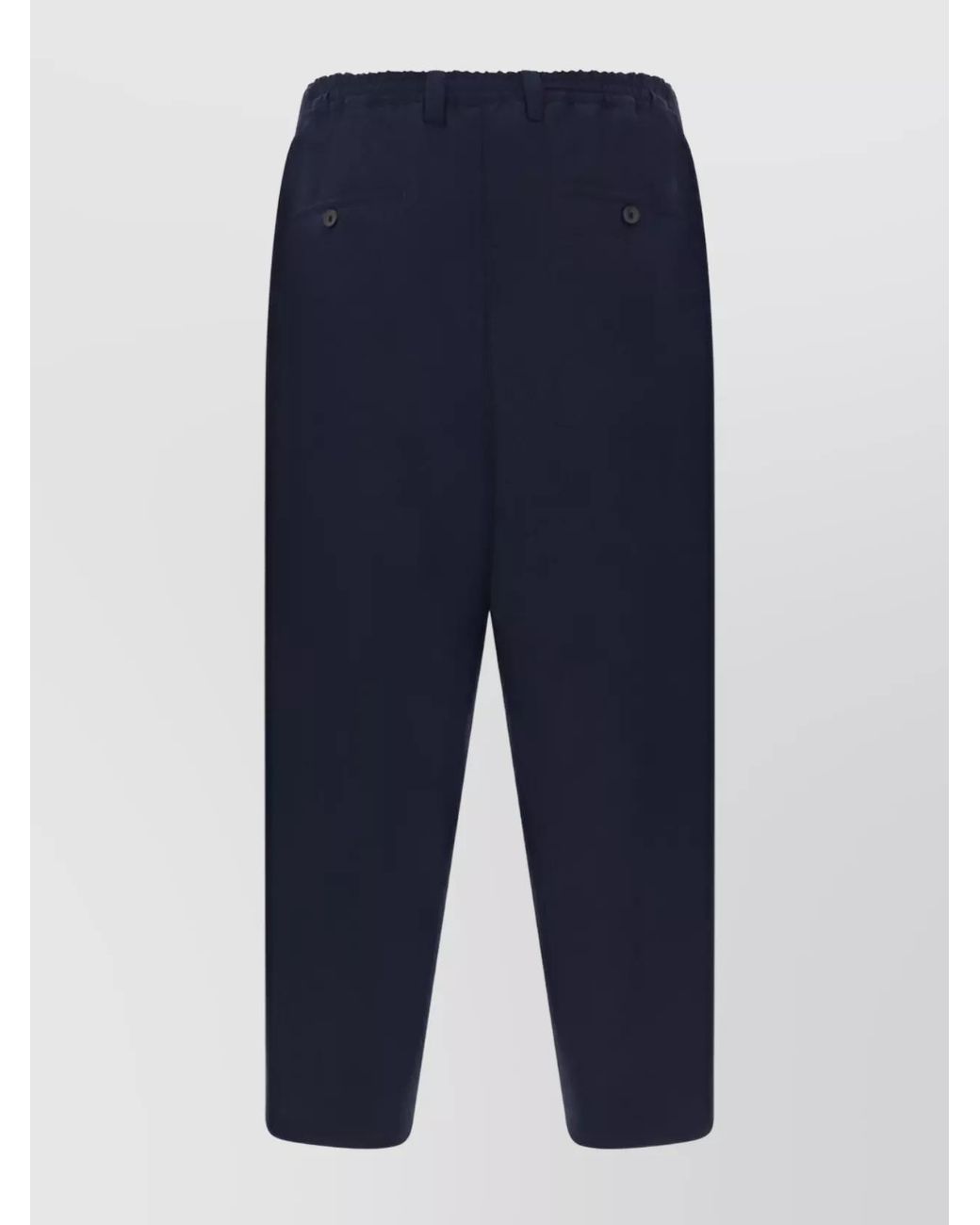 Marni Blue Virgin Wool Pleated Cropped Tapered Trousers for men