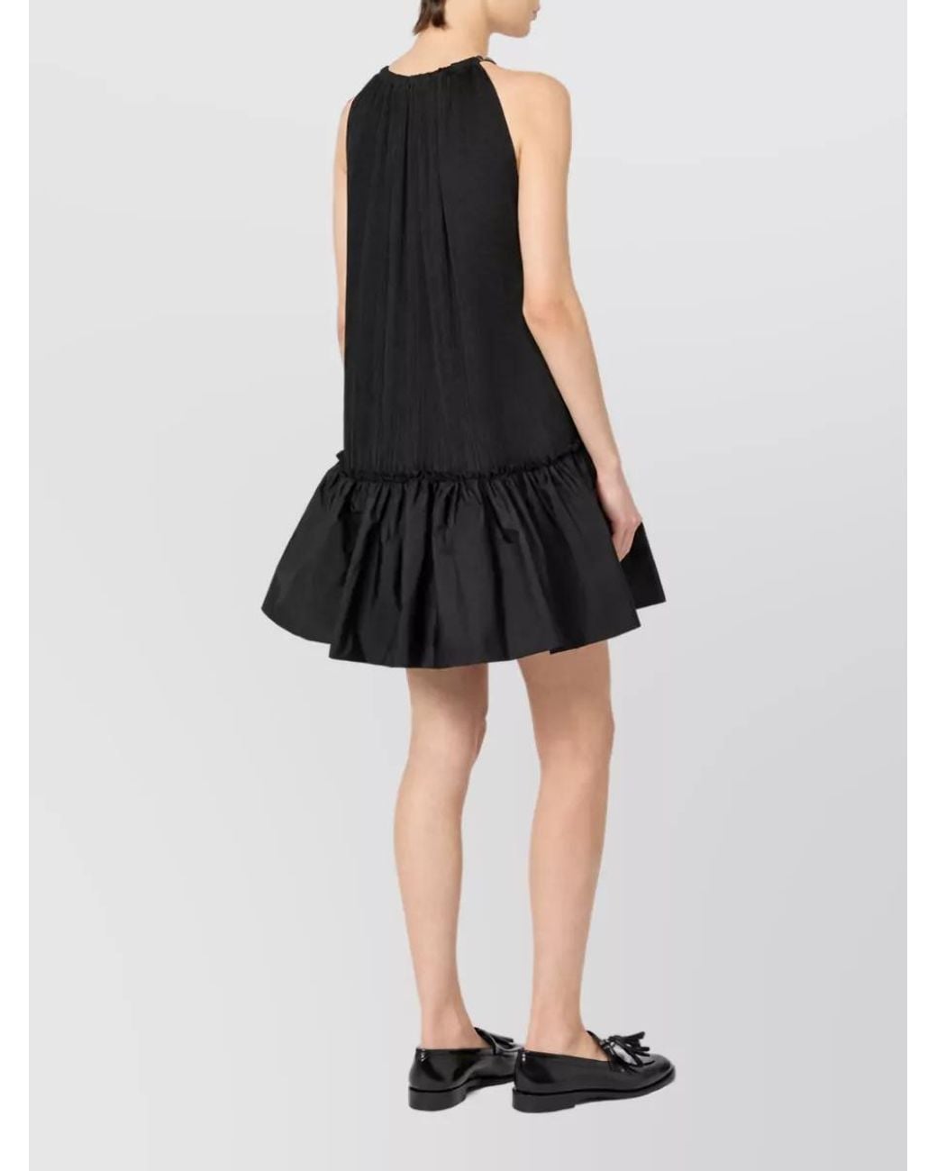 Max Mara Black Silk Pleated Halterneck Sleeveless Mini Dress
