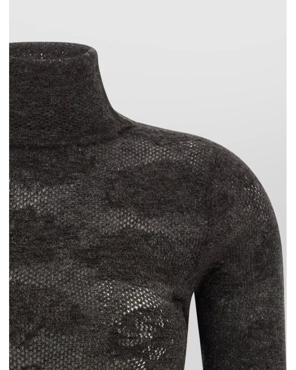 Brunello Cucinelli Black Silk Blend Openwork Turtleneck Short-Sleeve Sweater