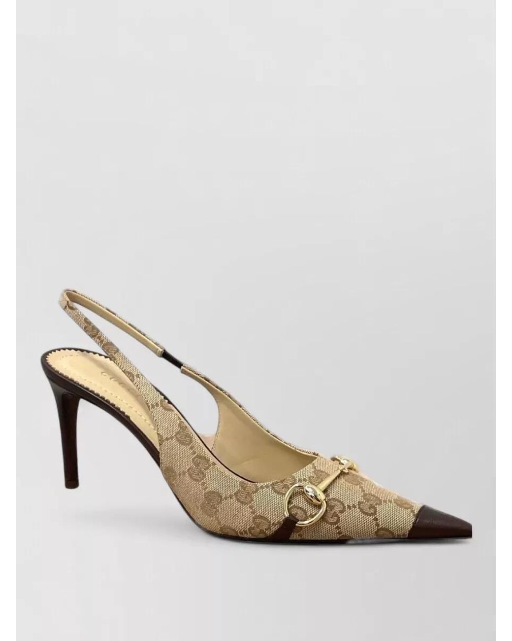 Gucci Metallic Logo-Print Slingback Pumps