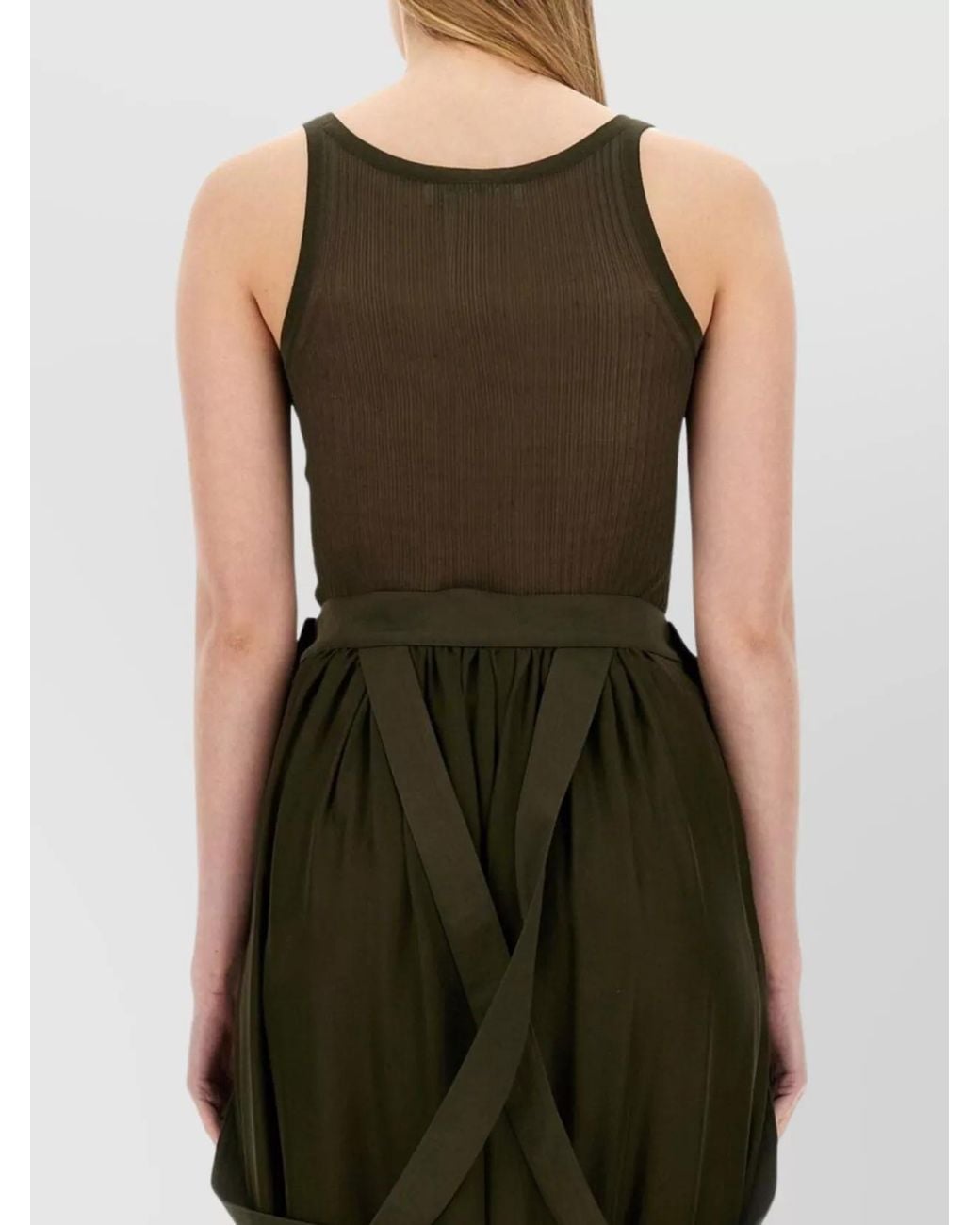 Max Mara Green Silk Slim-Fit Tank Top