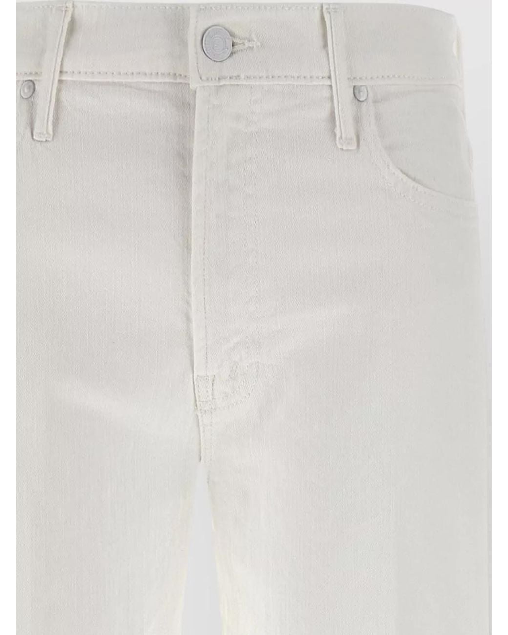 Mother White Denim Straight-Leg Jeans