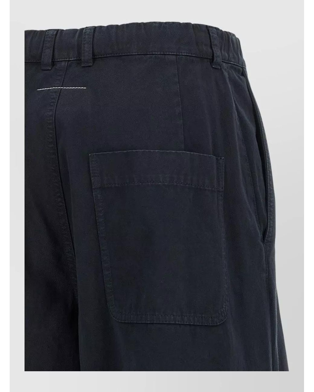 MM6 by Maison Margiela Blue Cotton Draped Wide-Leg Trousers