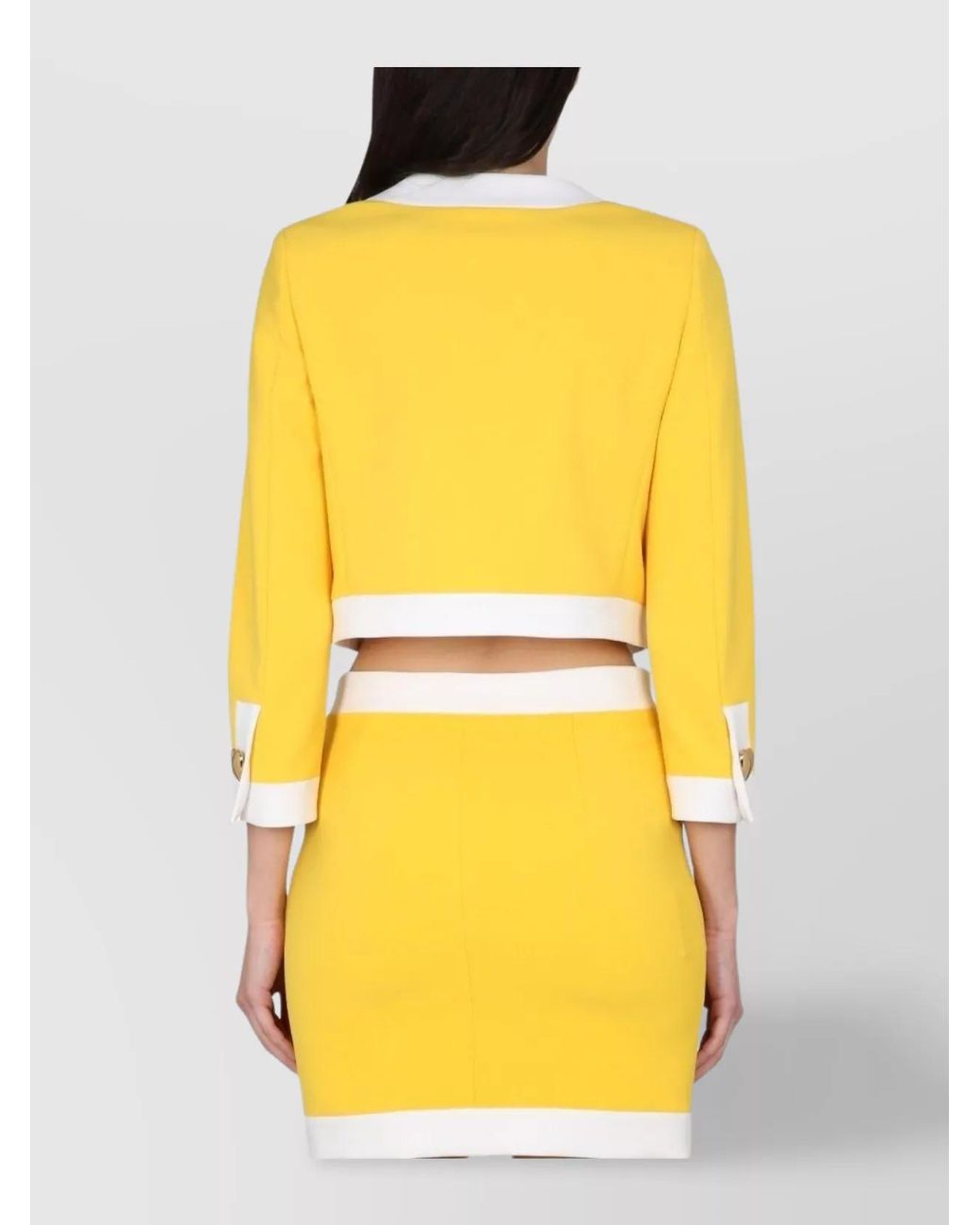 Moschino Yellow Cropped Crepe Jacket