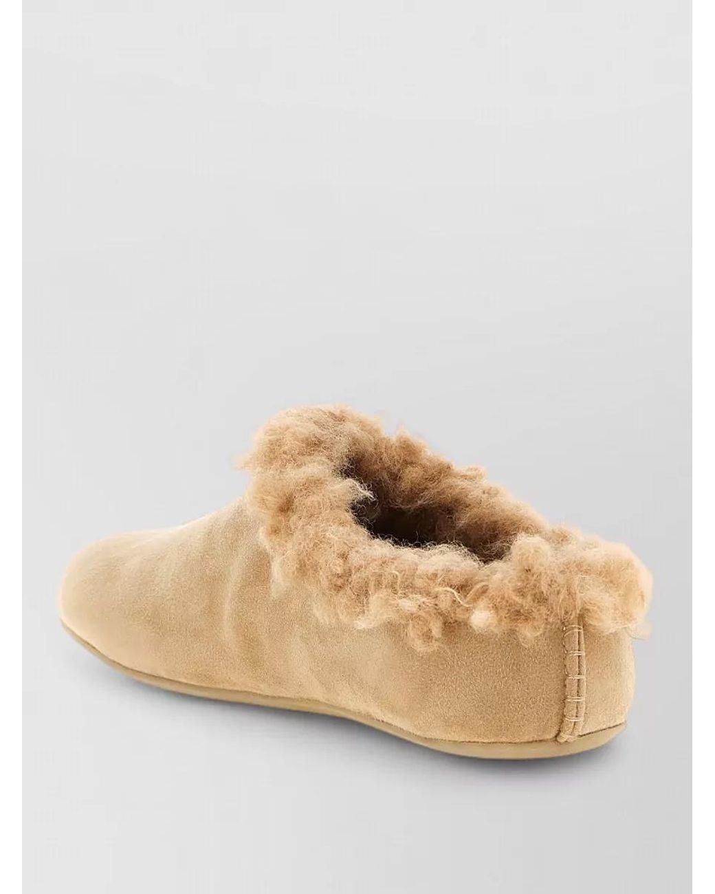 MM6 by Maison Margiela Natural Suede Shearling-Effect Sabots