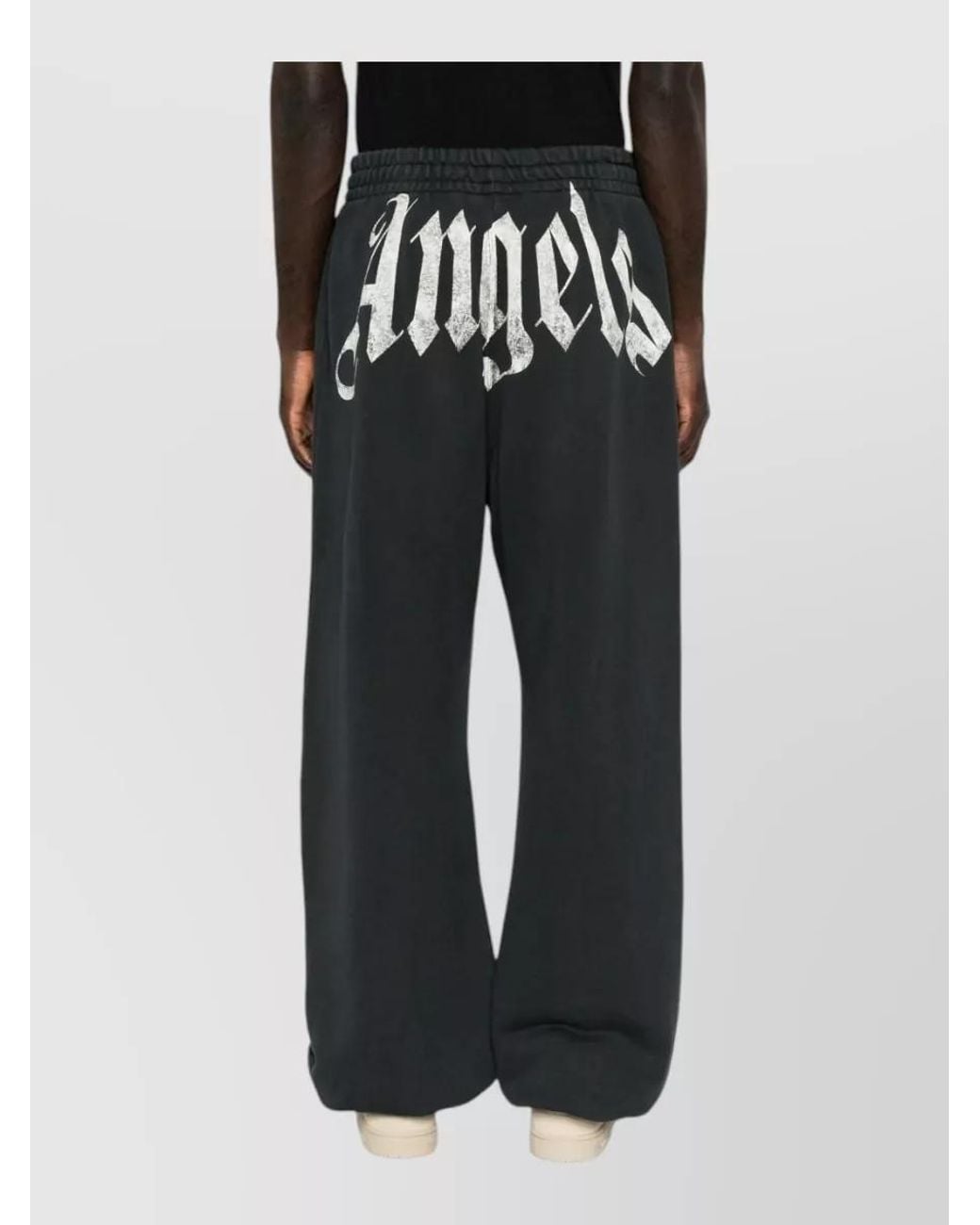 Palm Angels White Cotton Logo Print Wide Leg Sweatpants for men