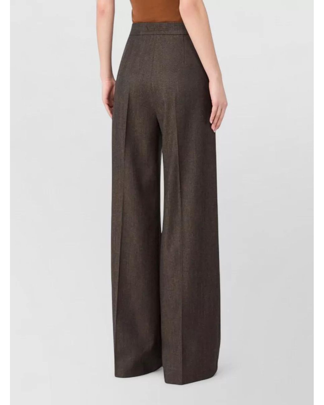 Max Mara Brown Wool High-Rise Straight-Leg Suit Trousers