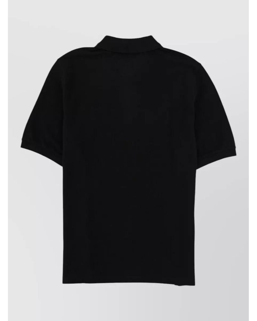 Maison Kitsuné Black Organic Cotton Zip Polo Shirt for men