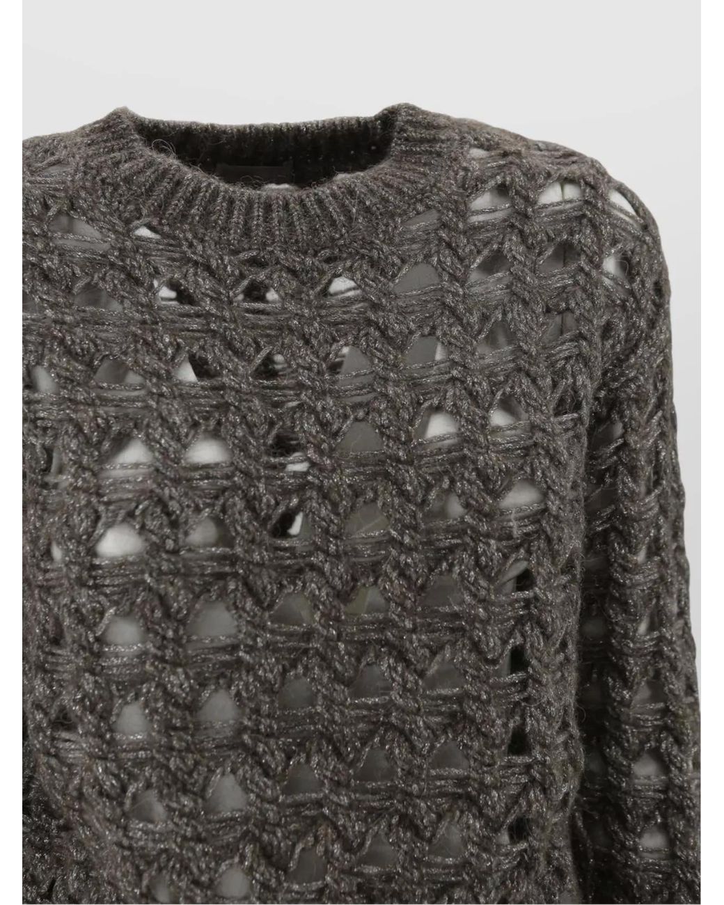 Herno Black Alpaca Wool Openwork Knit Jumper