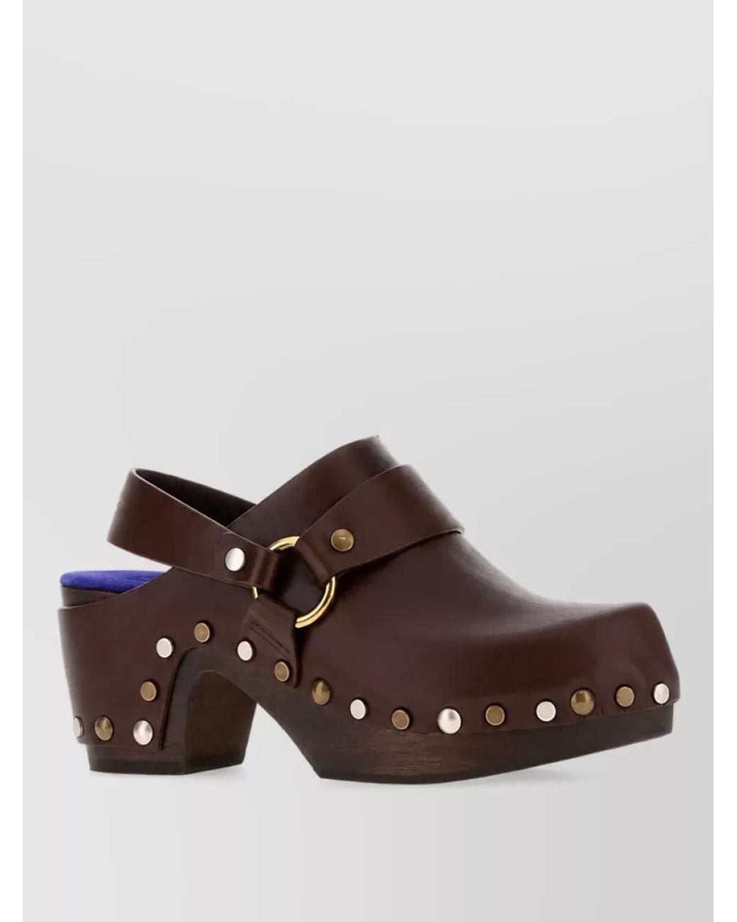 Chloé Brown Leather Studded Clogs