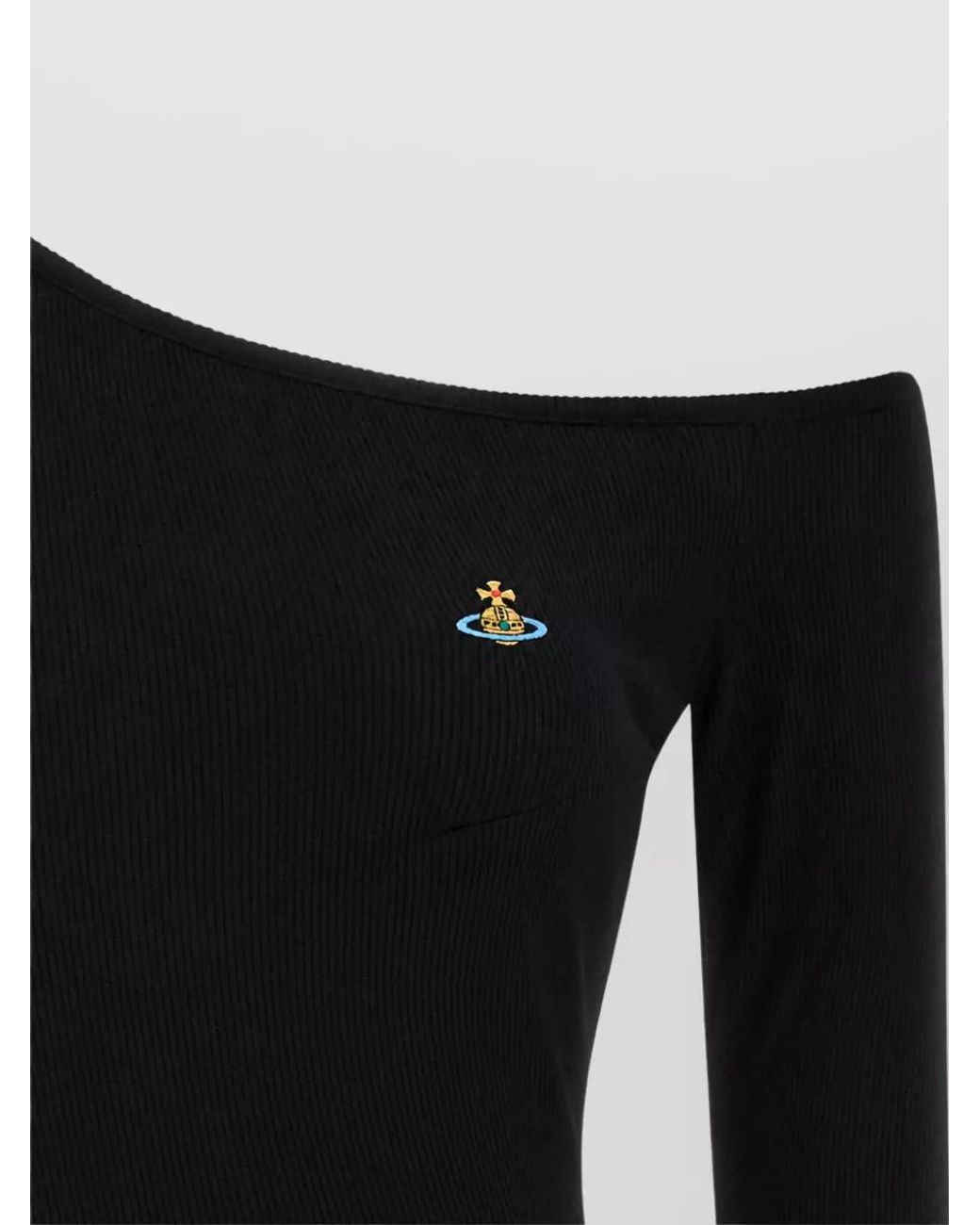 Vivienne Westwood Black Ribbed Asymmetric One-Shoulder Long-Sleeve T-Shirt