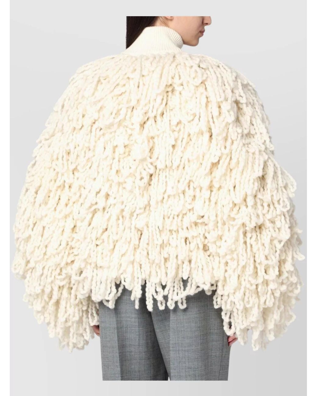 Stella McCartney Natural Wool Fringed Cape