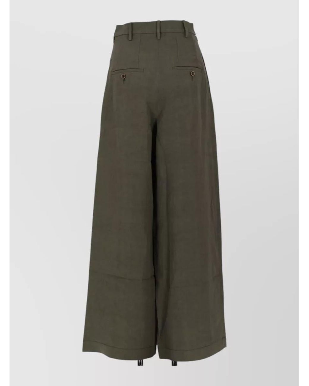 Uma Wang Green Viscose Linen Wide-Leg Trousers