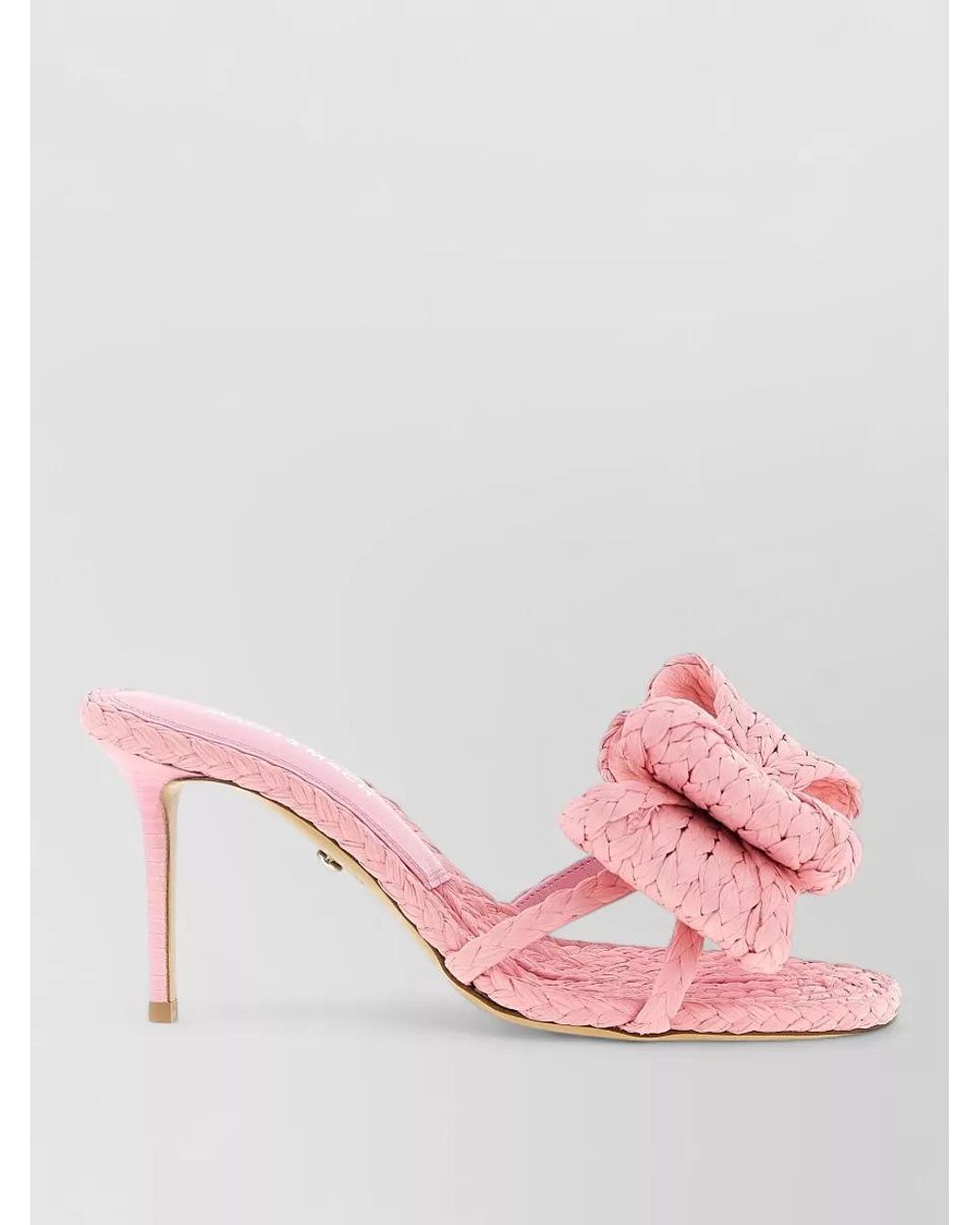 Mach & Mach Pink Raffia Bow Mules