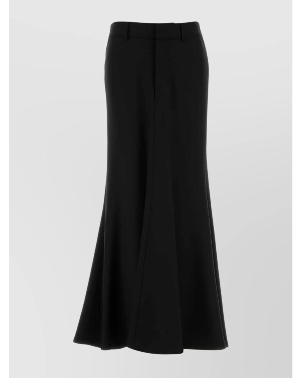 Balenciaga Black Wool Godet Maxi Skirt
