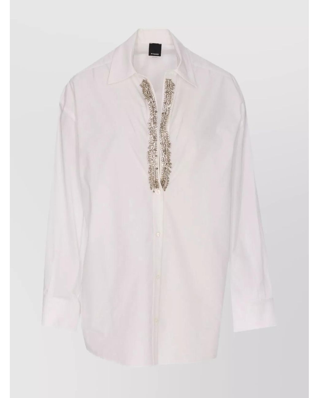 Pinko Pink Crystal Embellished Long Sleeve Cotton Shirt
