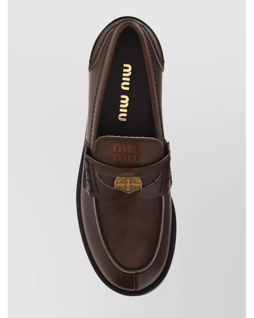 Miu Miu Brown Leather Penny Loafers