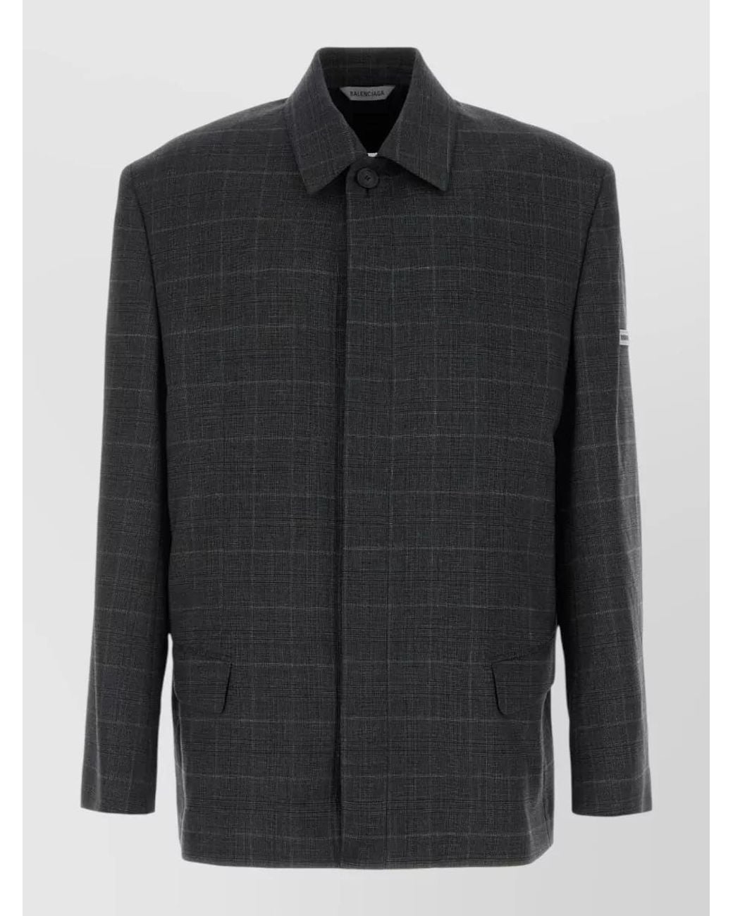 Balenciaga Black Single Breasted Wool Coat for men
