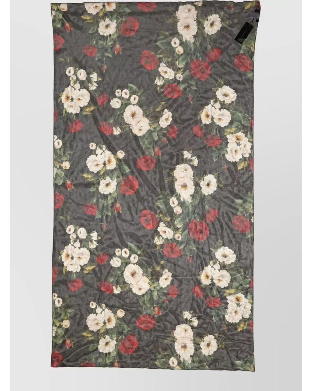 Dolce & Gabbana Gray Cotton Floral-Print Scarf