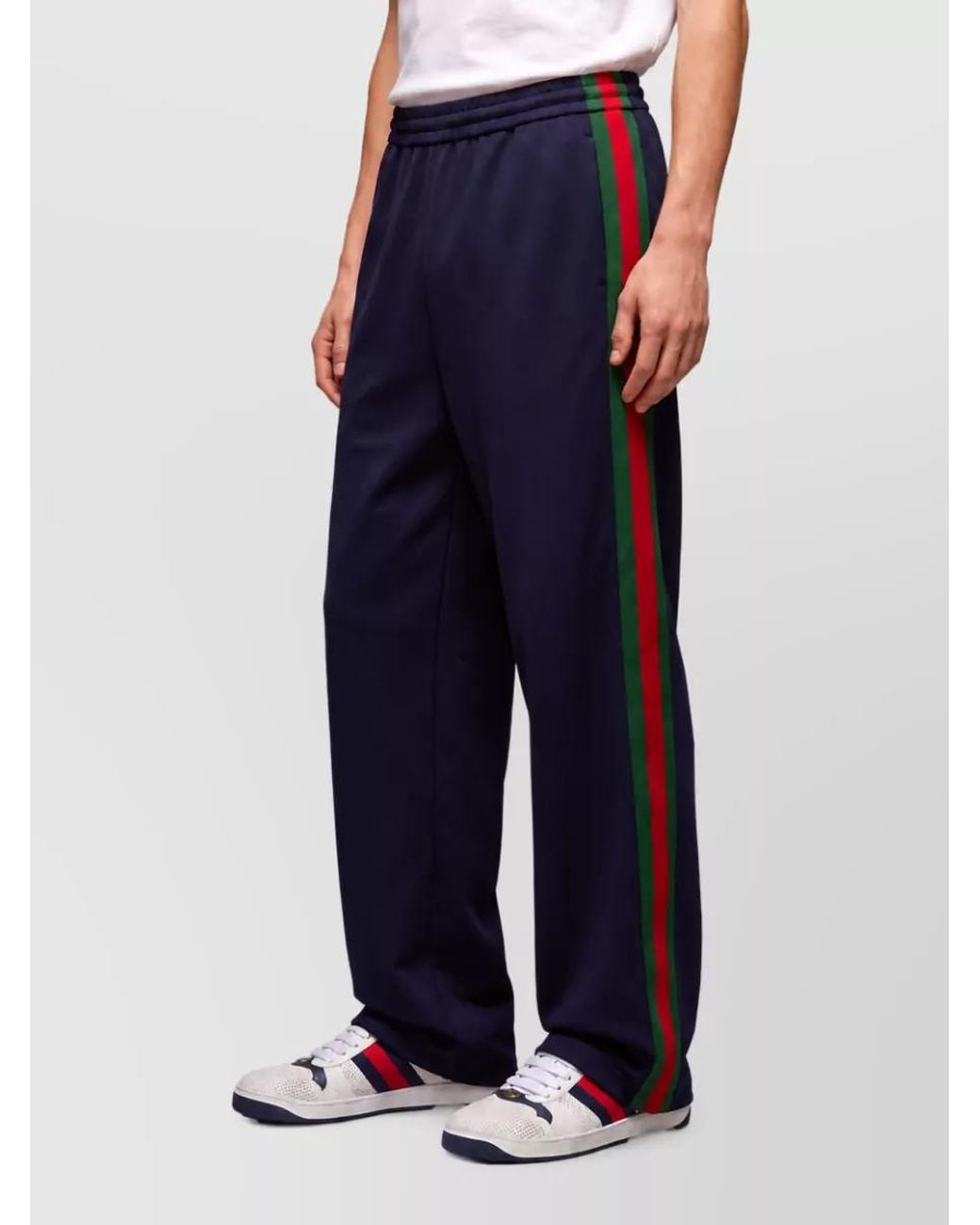 Gucci Blue Silk Cotton Wide-Leg Track Pants for men