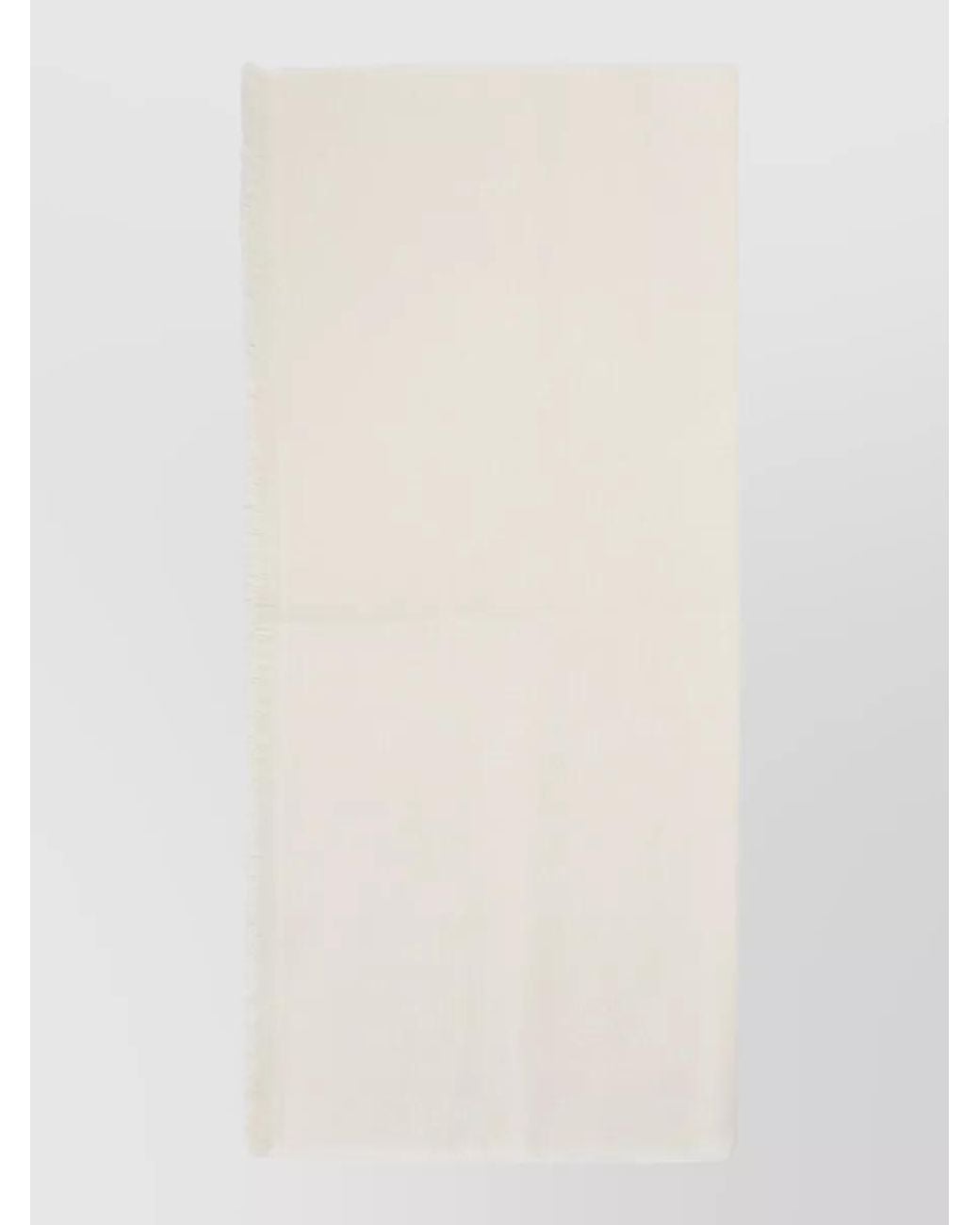 Max Mara White Silk Wool Linen Logo Scarf