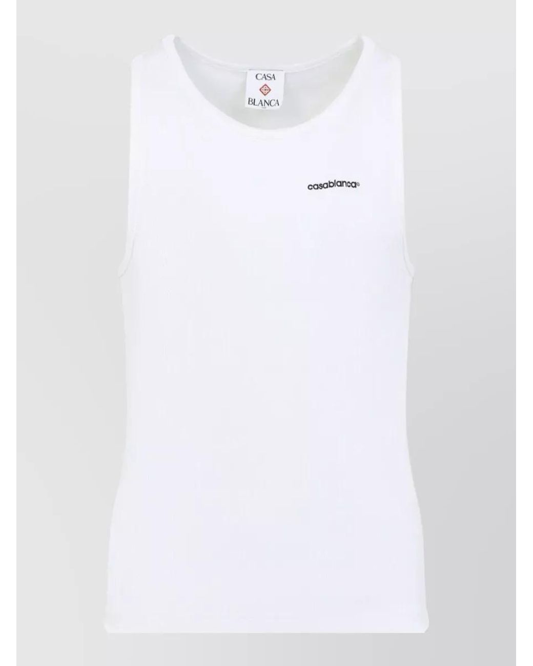Casablanca White Ribbed Sleeveless Tank Top for men