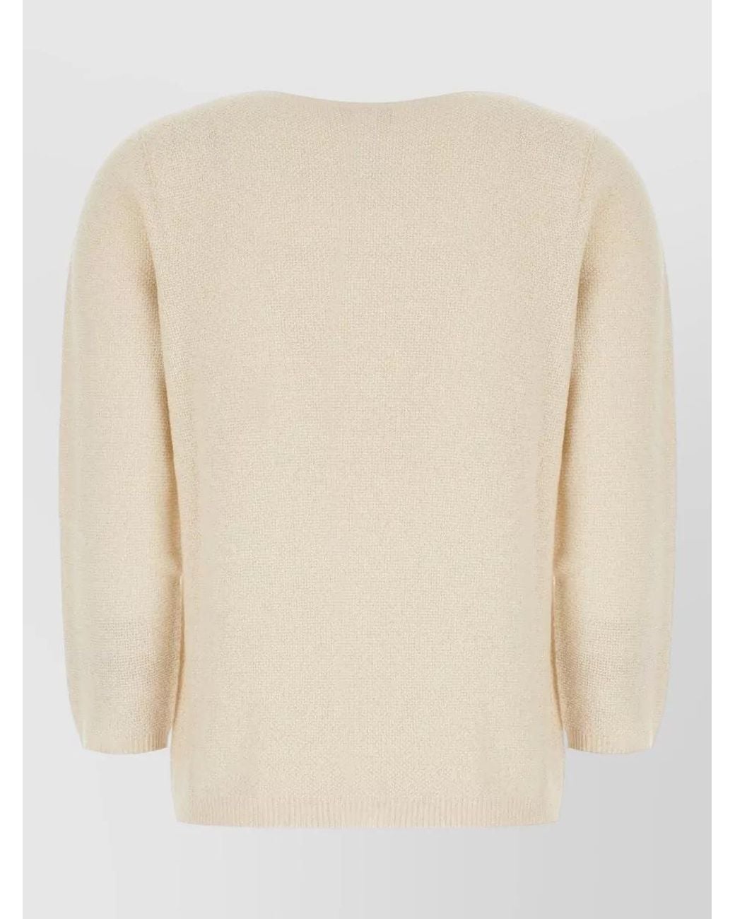 Fabiana Filippi Natural Wool Cashmere Fine-Knit Boat Neck Sweater