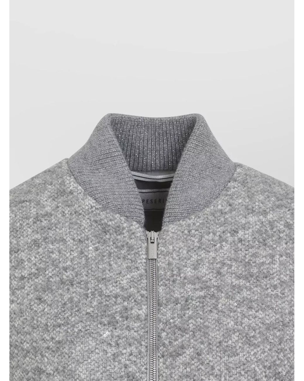 Peserico Gray Bouclé Bomber Jacket