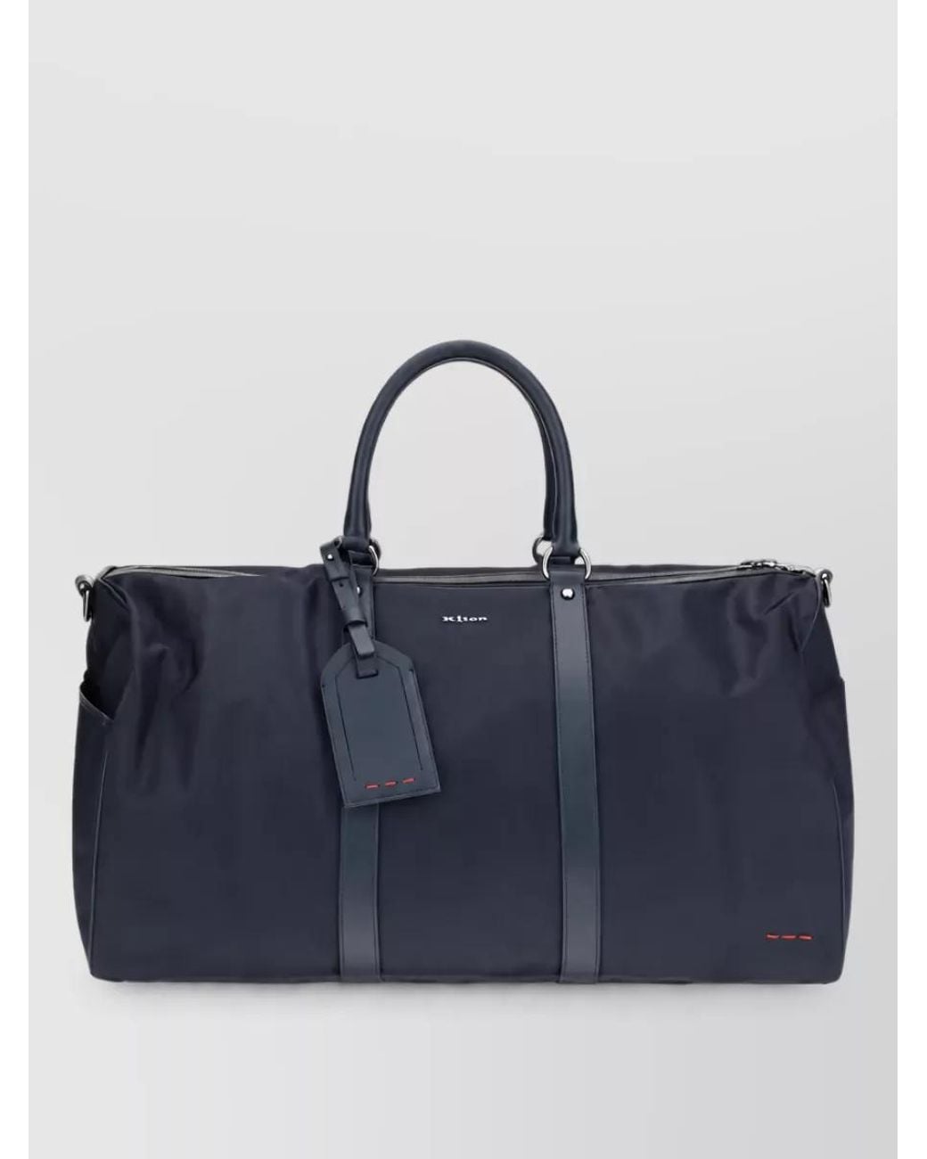 Kiton Blue Leather Trim Duffle Bag for men