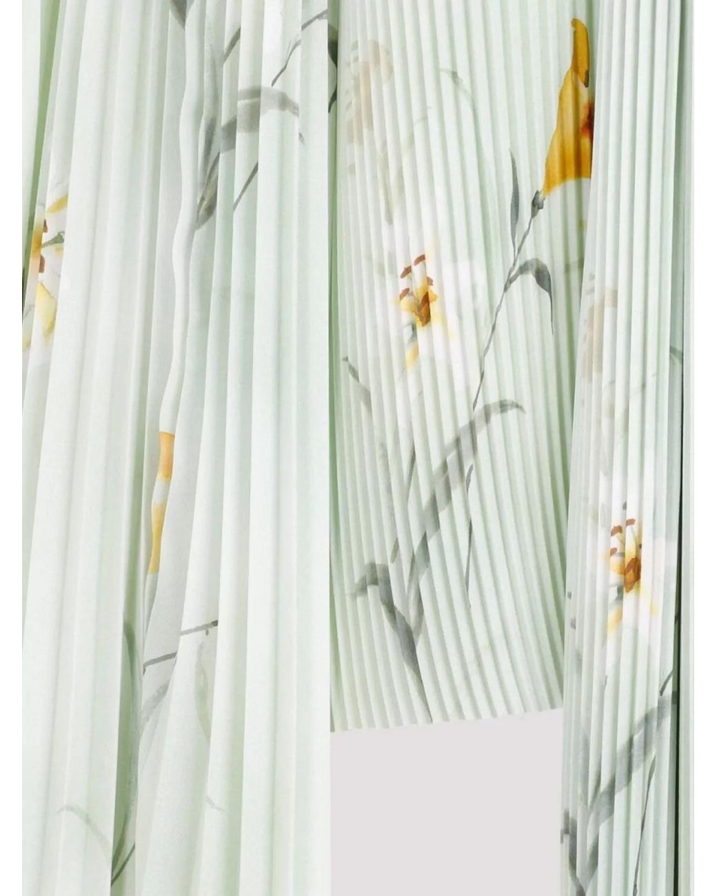 Balenciaga Green Floral-Print Pleated Asymmetric Blouse