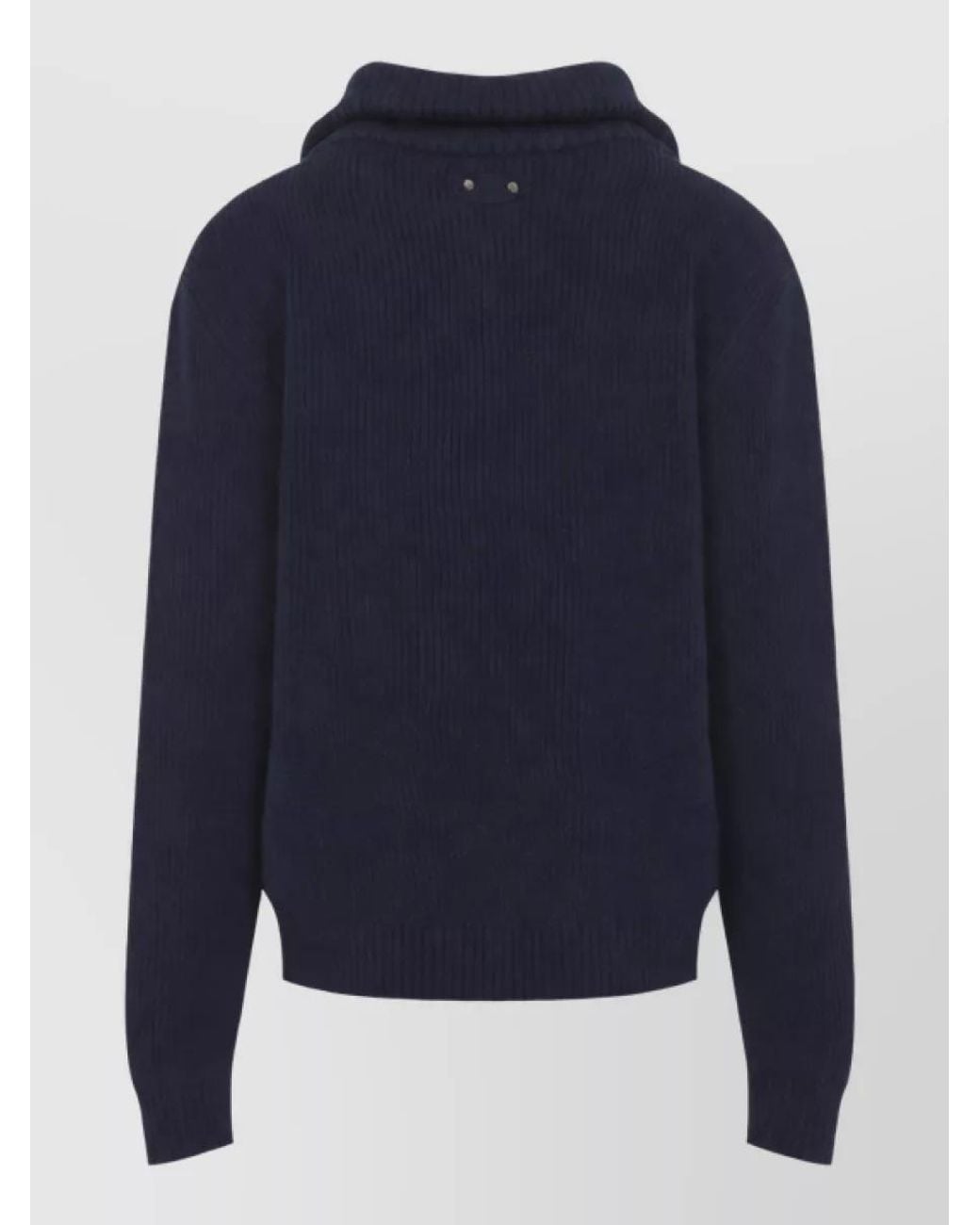 Balenciaga Blue Ribbed Merino Wool Half-Zip Sweater for men