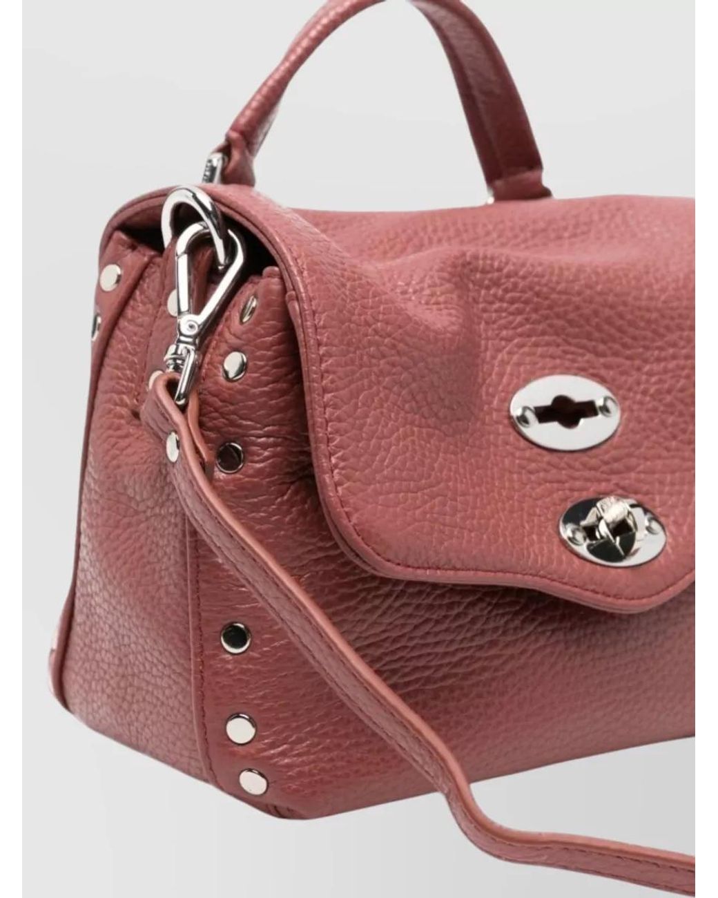 Zanellato Pink Leather Stud-Embellished Shoulder Bag