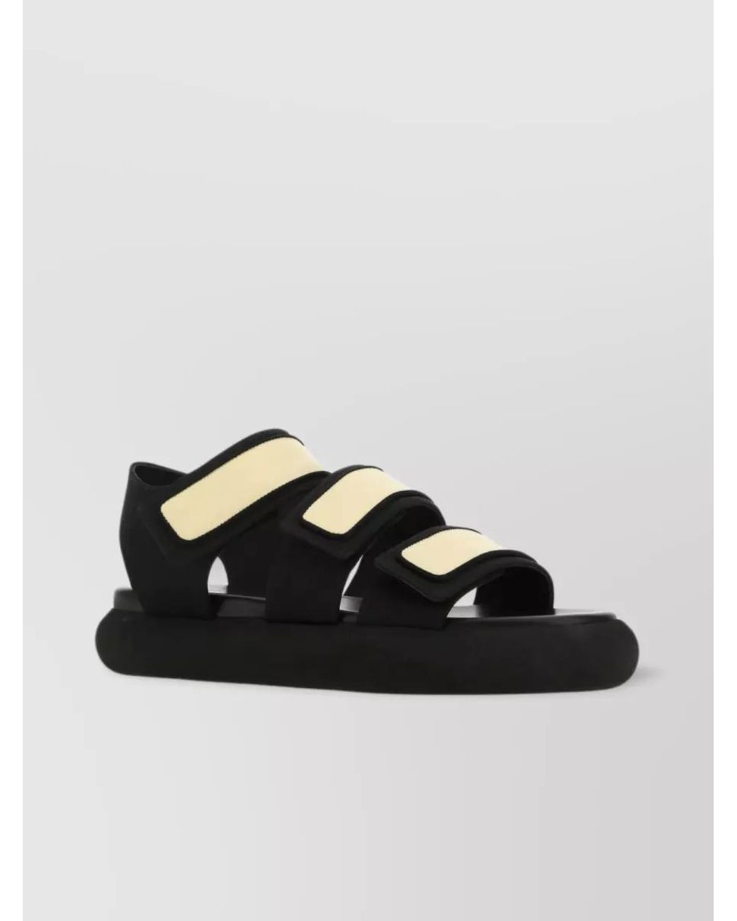 Neous Black Two-Tone Fabric Sandals
