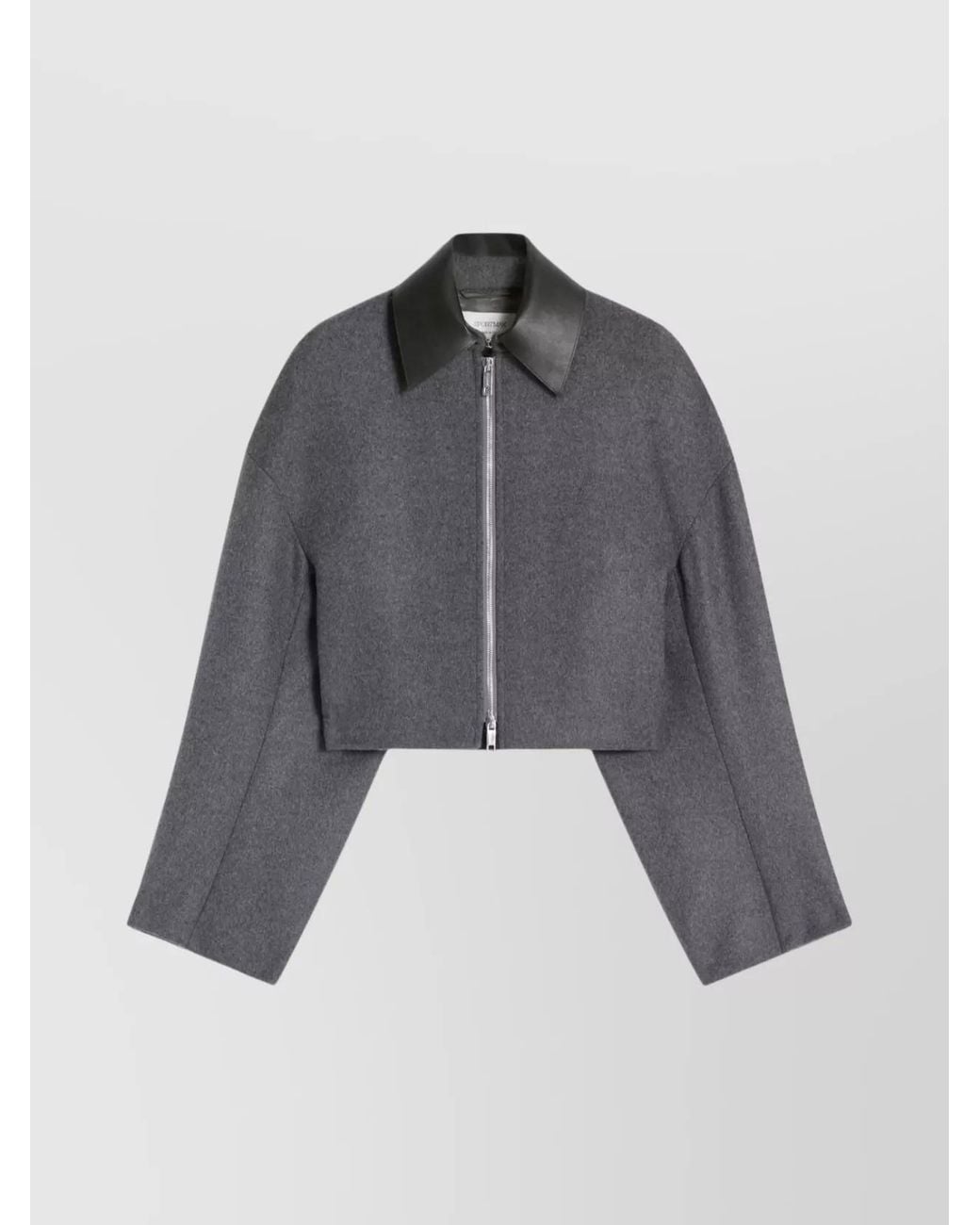Sportmax Gray Virgin Wool Cropped Boxy Jacket