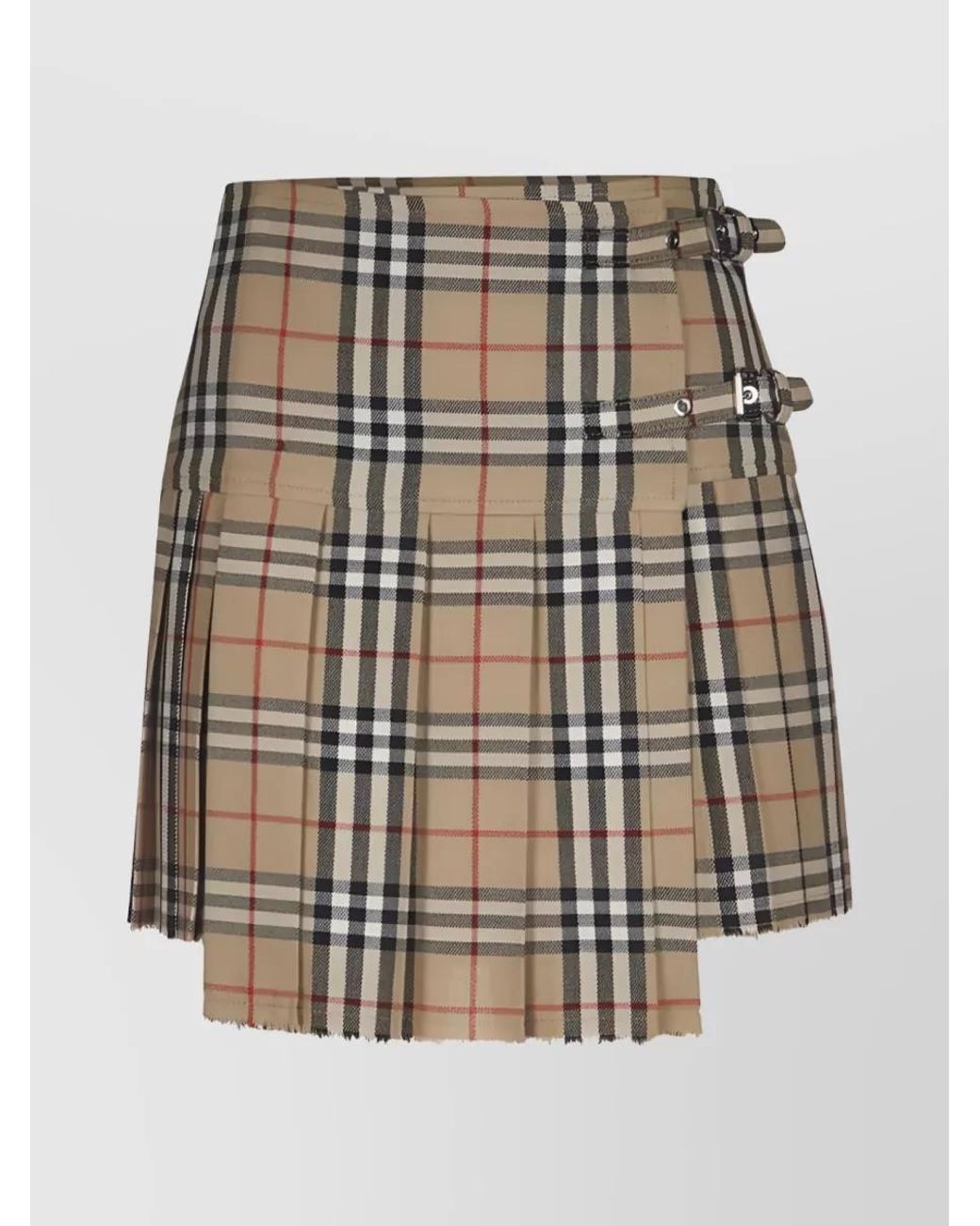 Burberry Brown Wool Pleated Asymmetric Fringed Mini Skirt