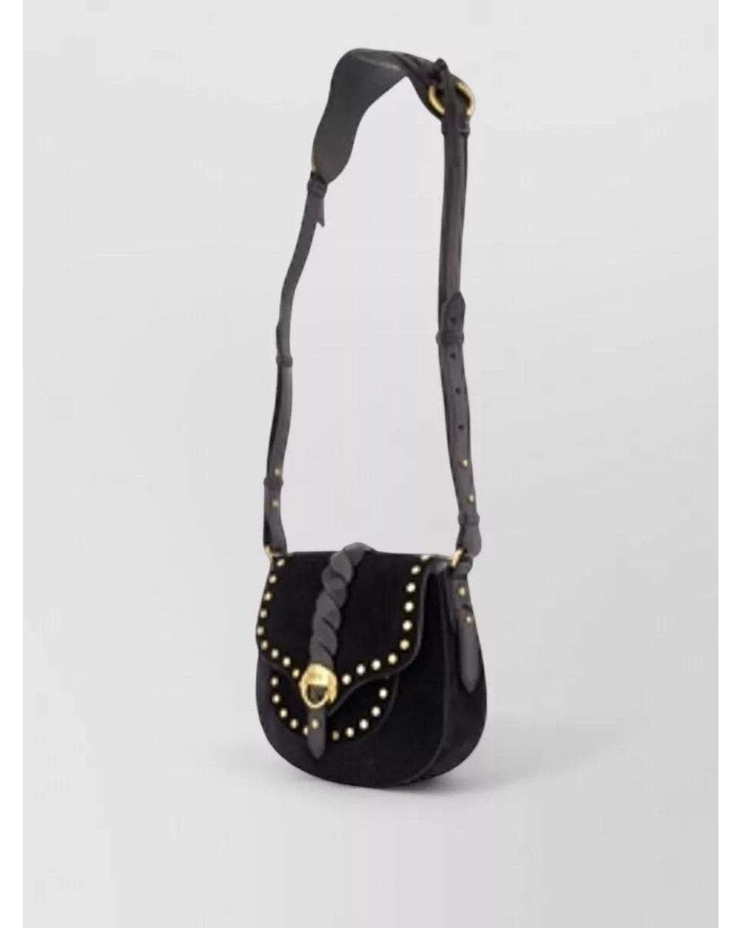 Isabel Marant White Altay Small Velvet Leather Studded Shoulder Bag